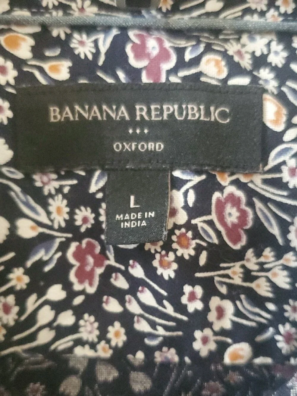 Banana Republic Men’s Navy Blue Floral Button-Down Shirt L